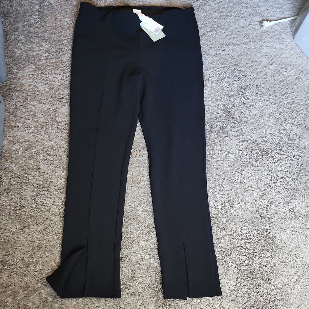 H&M New With Tags Black Split-leg High-Waisted Pants Size XL